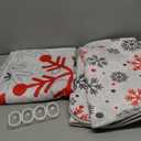 ArtSocket 4 Pcs Shower Curtain Set Christmas Big Small Snowflakes Red with Non-Slip Rugs Toilet Lid Cover and Bath Mat Bathroom Decor Set 72" x 72"