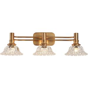 Vintage Brass Bathroom Vanity Light Fixtures 3-Light Bathroom Light Fixtures Vanity Lights Over Mirror for Bedroom LivingRoom