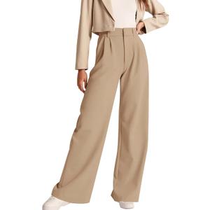 NIMIN High Waisted Work Pants for Women Business Casual Outfits 2026 Office Dress Pants Trousers with Pockets (Beige, L)