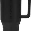 HydroJug Traveler - 32 oz Water Bottle with Handle & Flip Straw - Fits in Cup Holder, Leak Resistant Tumbler-Reusable Insulated Stainless Steel & Rubber Base - Gifts for Women & Men, Black