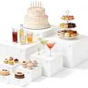 8pcs Buffet Risers,Dessert Table Display Set,White Cake Stand,Acrylic Boxes ForDisplay,Catering Supplies Buffet Display,Cube Boxes Nesting Risers,For Party Catering Dessert(8"-7"-6"-5"-4"-4"-3"-3")