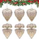6PCS Blown Mercury Glass Heart Christmas Ornaments – Fillable Vintage Hanging Decorations for Surprise Favors, Gifts, Tree Décor – Elegant Handcrafted Holiday Keepsake Set(Silver)