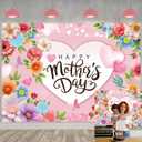 Happy Mother's Day Backdrop 7x5FT Pink Flowers Mothers Day Photography Background Thanks Mom Women Birthday Party Decorations Banner Supplies