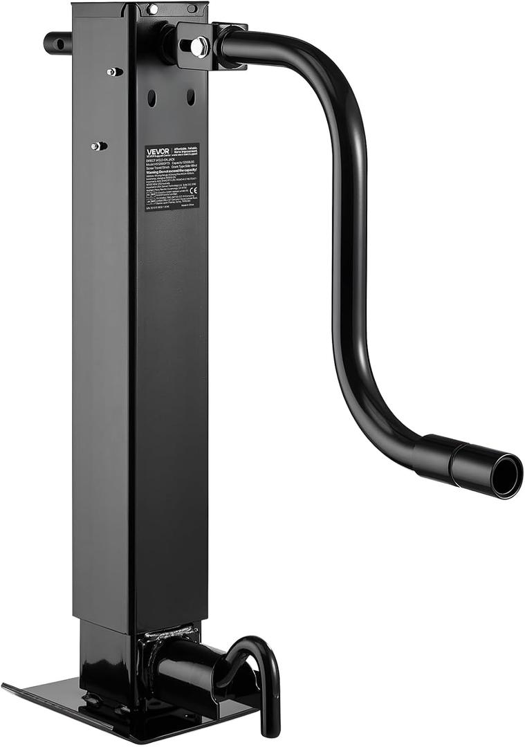 VEVOR Heavy-Duty Trailer Jack, 12,000 lbs Load Capacity, Sidewind Square Direct Weld-on Trailer Jack with Handle Crank, Adjustable Drop Leg, 26-Inch Travel for Lifting RV, Utility, Yacht Trailers