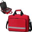 First Aid Bag Empty Medical Bag Medicine Bag First Responder Bag Trauma Backpack Emergency bag with 5 transparent visible pouches for Home Traveling Nurses (Red)