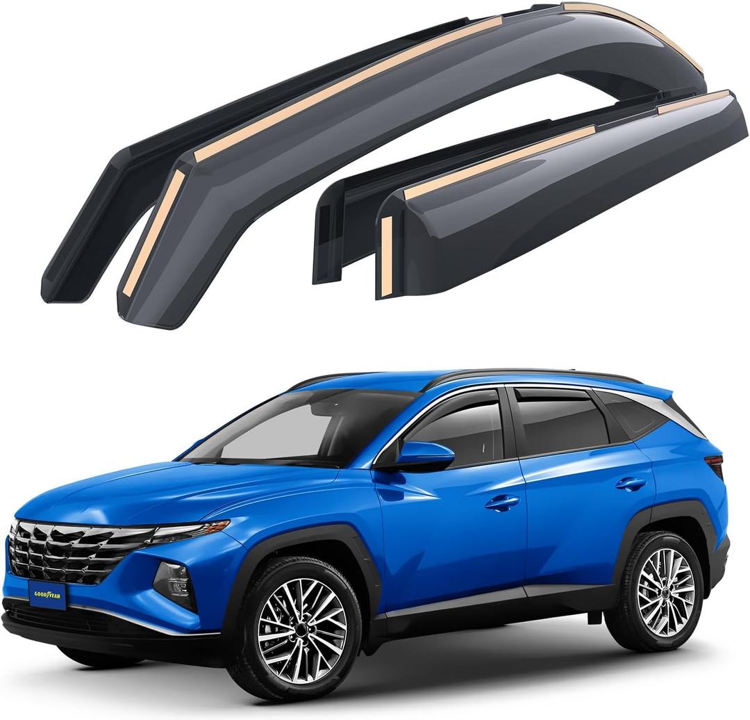 Goodyear Shatterproof in-Channel Window Deflectors for Hyundai Tucson 2022-2026, Rain Guards, Window Visors for Cars, Vent Deflector, Car Accessories, 4 pcs - GY003485