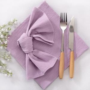LINXTAR Cloth Napkins Lilac Cotton Napkins Set of 6 17"x17" Washable Reusable Cotton Napkins for Fall Autumn Wedding Party Banquet Baby Shower Home Dining Table Decor