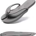 Shower Shoes Travel Slippers for Women Men, Folding Slides Sandals, Portable Hotel Spa Slippers, Waterproof Quick Drying Flip Flops, Beach Sandals (11.5-12.5 Women/10.5-11.5 Men, Grey)