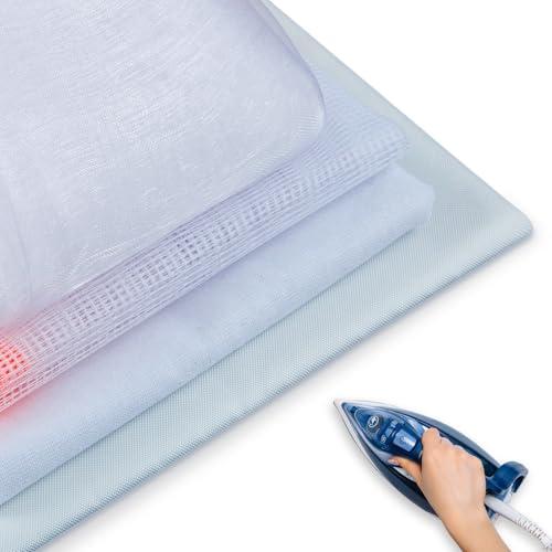 HunnmingRe 4 Types Pressing Cloth for Ironing, Including Silk Organza, Mesh, Cotton, PTFE Cloth Fabrics, 4 Types of Different Fabric Pressing Cloths for Clothes Protect (Large)