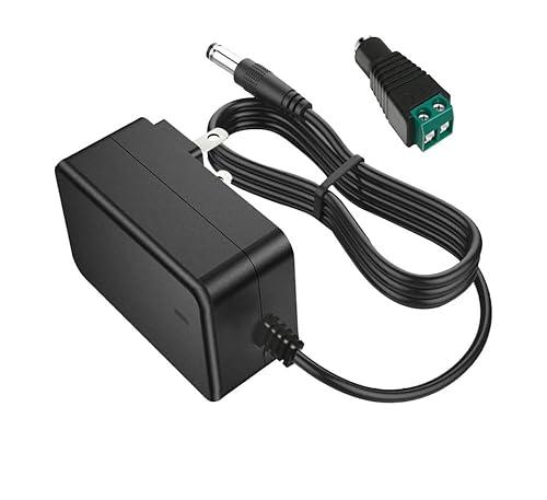 12V 2A DC Power Supply AC Adapter 12Volt Power Cord Transformer with LED Terminal Connector and 5.5 x 2.5/2.1mm Wall Plug for LED Strip Lights CCTV Security Camera