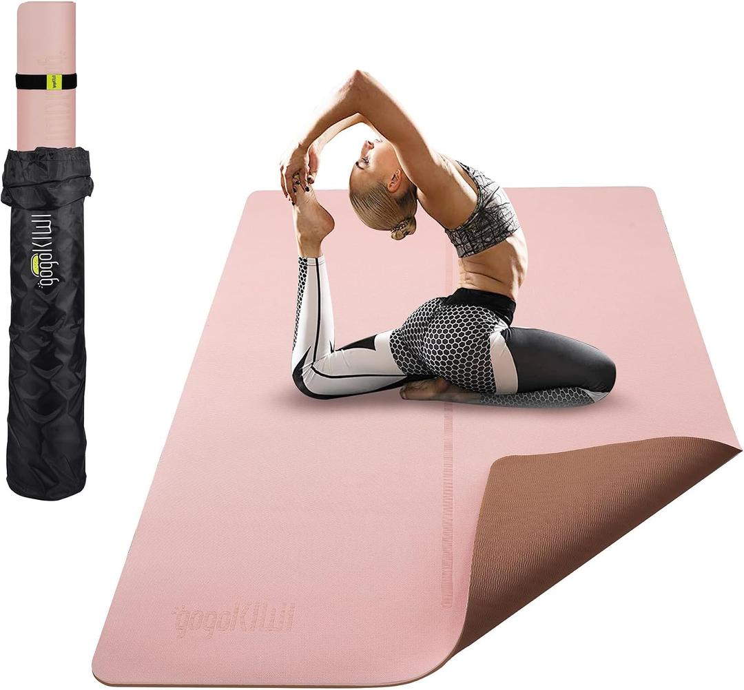 Gogokiwi Large Yoga Mat (6'x4') 1/4" & 1/2" Thick Exercise Mats for Home Workout, Extra Wide Workout Mats for Home Gym, Yoga, Pilates, Stretching, Floor & More