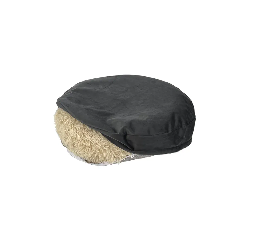 Waterproof Round Dog Bed Cover with Zipper Washable Grey Velvet Dog Bed Replacement Cover Only 36 Inch