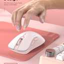 RAPIQUE Bluetooth Wireless Mouse - Dual Bluetooth & 2.4 GHz USB Receiver, Ergonomic Design, Quiet Clicks, Low Power - Multi-Device Compatibility for MacBook, Laptop, Computer, iPad Air/Pro (Pink)