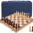 Wooden Chess Set 15 Inch - Classic Handcrafted Game Board for Adults with Extra Queen Pieces and Storage Box - Ideal for Home and Travel -Magnetic (Stanton Piece)