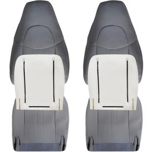 FZJDSD 6PCS Gray Driver & Passenger Side Bottom & Top Lean Back Microfiber Leather Replacement Seat Covers and Seat Foam Cushion Compatible with Chevy Express GMC Savana 2003-2014