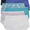 Hanes Women's High-Waisted Brief Panties, 6-Pack, Moisture-Wicking Cotton Brief Underwear 2XL, Solid Print Mix 