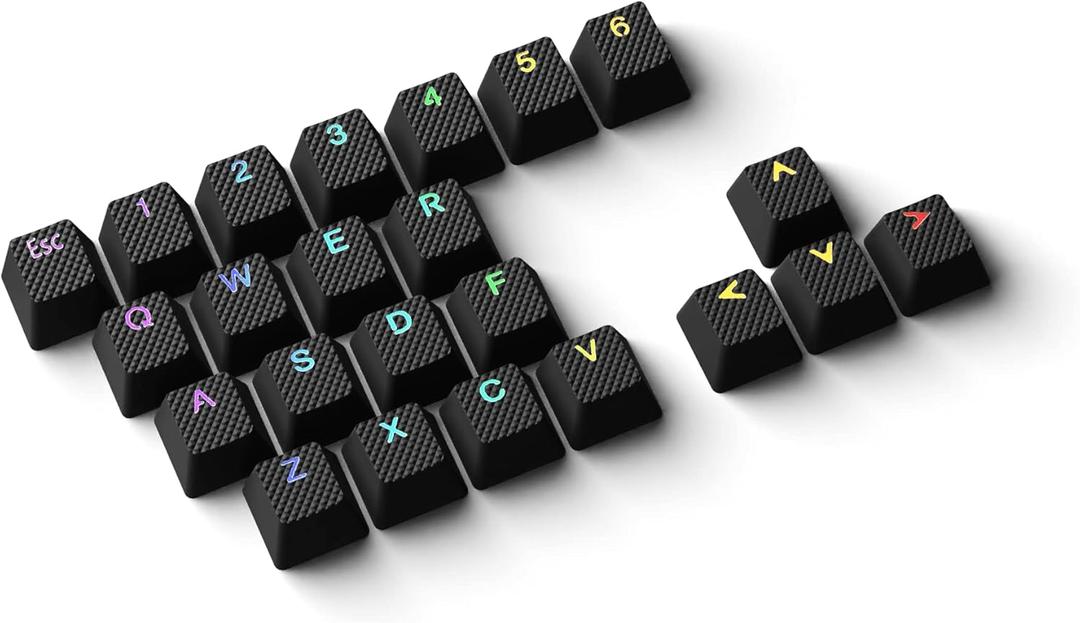 HK Gaming Rubber Keycaps Set | Anti-Slip Texture | Doubleshot Backlit Keycap Set | 23 Keys OEM Profile Key Set | for Mechanical Keyboard | Compatible with Cherry MX, Gateron, Kailh | Black