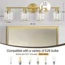 Crystal Bathroom Light Fixtures, Bathroom Lighting Fixtures Over Mirror, Modern 4-Light Gold Vanity Lights for Mirror, Restroom, Kitchen(Ceramic E26 Socket, Bulbs Not Include)