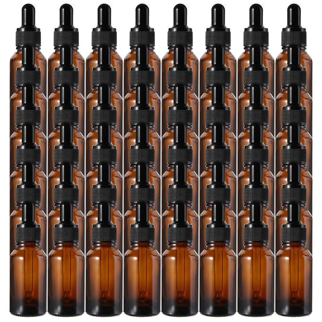 Kingrol 48 Pack Amber Glass Bottles with Glass Eye Dropper, 1 oz Dropper Bottles for Essential Oils, Perfumes, Aromatherapy, Chemistry Lab Chemicals