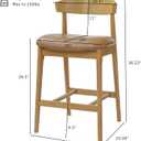 Christopher Knight Home 26.5" Counter Height Bar Stools Set of 2, Mid Century Modern Upholstered Bar Chairs with Curved Backrest & Footrest, Rubber Wood Kitchen Island Stools for Dining Room, Natural, 36.22 inches