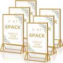 Acrylic Sign Holder 5x7 Gold Display Stand, Clear and Stable Table Plastic Paper Holder, Acrylic Frames for Home Office Shop Photo Frames Exhibition (6pcs)