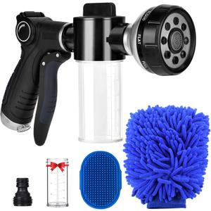 Garden Hose Nozzle, High Pressure Hose Spray Nozzle 8 Way Spray Pattern One-Touch Sprayer for Watering Plants, Lawn, Patio, Car Wash, CleaningShowering Pet