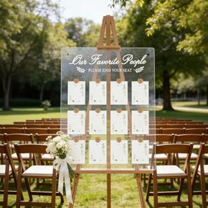 Wedding Seating Chart Board for Reception Display, Elegant Rustic Acrylic Welcome Please Eind Your Seat Sign, Wedding Guest Table list Signs Board with Seal Stickers & Cards