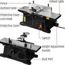 6-Inch Benchtop Jointer with 15 Amp Motor, 12000 RPM Cutting Speed, Adjustable Fence 90135, Up to 1/8" Depth, HSS Blades, Table Jointer To for Woodworking DIY