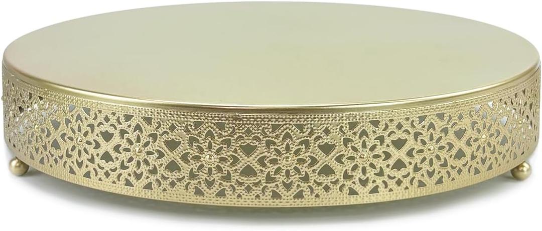 Cake Stand, Metal Round Cupcake Dessert Stand Cake Display Holder Cookies Fruit Serving Tray Decor for Wedding Party Birthday Baby Showers Anniversary (14in, Gold)