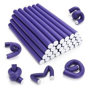 AIDUCHO 30 Pcs Heatless Hair Curlers 7 x 0.55 Inch Flexible Curling Rods Soft Foam Rollers No Heat Bendable Hair Rods Roller for Women Short Medium Long Hair, Purple