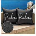 MIULEE Outdoor Waterproof Throw Pillow Covers Set of 2 Relax Decorative Outdoor Square Pillowcases for Chair Patio Garden Couch Tent Balcony Sofa Black 18x18 Inch