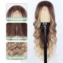 WERD Long Dirty Blonde Wig for Women Ombre Wavy Blonde Wigs Synthetic 26 Inch Middle Part Curly Blonde Wig for Cosplay Party Use