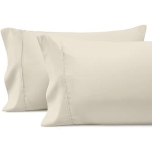 Pizuna Pure 100% Cotton Pillow Cases Queen Size Set of 2 New Ivory, 800 Thread Count Long Staple Cotton Thick Sateen with Stylish 4inch Hem (Combed New Ivory Cotton Pillow Cases Queen)