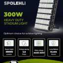 LED Stadium Light 2000W Equivalent High Mast Flood Light 48,000LM, IP66 Waterproof, 50,000Hrs Lifespan, 120 Wide Beam for Tunnels/Parking Lots/Fields Super Bright & Energy-Saving (300W, 85V-305V)