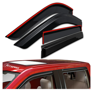 KitsPro Side Window Rain Guards for 2019-2024 Chevy Chevrolet Silverado & GMC Sierra 1500 2500 3500 (ONLY FIT Crew Cab), Gloss Black Tape-On Window Deflectors Vent Visors, Set of 4