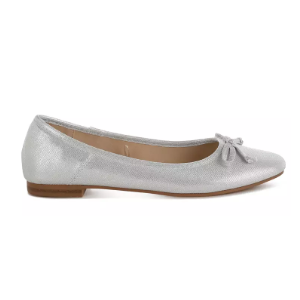 Women's Comfortable Round Toe Ballet Flats Dress Shoes, Silver, Size 11