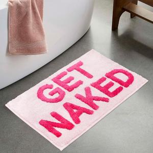 Get Naked Bath Mat - 17" x 24" Absorbent Soft Hot Pink Bath Rug, Machine Washable Non Slip Shower Rug for Bathroom