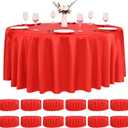 Pesonlook 12 Pack Red Round Tablecloth, 120 Inch Satin Fabric Tablecloth for Round Table, Wrinkle Resistant Washable TableCover Bright Silk TableClothes for Wedding Party Dining Table Banquet