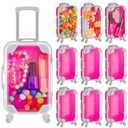 Juexica 12 Pack Mini Suitcase Party Favor, Hot Pink Cute Miniature Plastic Box Luggage Empty Candy False Eyelashes Travel Suitcase Gifts, Pink Theme Party Favors for Women Princess Birthday Supplies