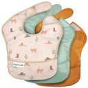 Tiny Twinkle Mess-Proof Baby Bibs for Eating | Waterproof, Wipeable Toddler Bibs with Catch-All Pocket | Feeding Bibs for Girls & Boys(3 Pack,Cowboy)