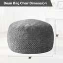 Hobestluk 3ft Bean Bag Chairs for Adults Large Beanbag Chair with Chevron Plush Fur Cover Big Bean Bag Chair for Living Room Bedroom Dorm Office - Grey (36 x 36 x 22)