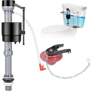 Universal Toilet Flusher Replacement Kit, Toilet Fill Valve and 2-Inch Flapper Replacement Kit, Toilet Repair Kit Inside Tank, Adjustable, Quiet and Easy to Install (1-Pack)