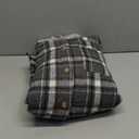 Women's Plaid Flannel Plaid Shacket Button Up Hooded Long Sleeve Fleece Jacket Winter Coat with Side Pockets (X-Large, Grey)