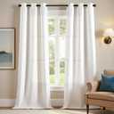 jinchan White Curtains 96 Inches Long 2 Panels for Living Room Linen Textured Grommet Curtains Light Filtering Window Drapes for Bedroom
