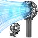 VersionTECH. Mini Handheld Fan, USB Desk Fan, Small Personal Portable Table Fan with USB Rechargeable Battery Operated Cooling Folding Electric Fan for Travel Office Room Household Black