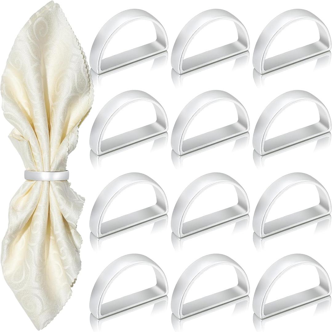 KPOSIYA Napkin Rings Set of 72, Metal Silver Napkin Rings Bulk for Table Settings, D-Shape Napkin Holders Rings for Dinner Table Decor, Easter, Fall,Thanksgiving, Christmas, Party,Silver 72 pcs
