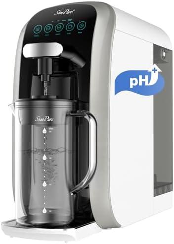 SimPure Y7T-A Countertop Reverse Osmosis Water Filter, NSF/ANSI 58 Certified, 100GPD 5 Stage RO Water Filtration System with pH+ Remineralization, Water Purifier with Glass Pitcher, No Installation