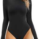SHAPERX Women's Soft Crew Neck Bodysuit Fits Everybody Long Sleeve Body Suits Tops, 2XL