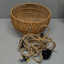 Plug in Pendant Light Rattan Hanging Lights with Plug in Cord Wicker Hanging Lamp with Woven Bamboo Basket Lamp Shade,Dimmable Switch,Boho Ceiling Light Fixtures for Kitchen,Farmhouse,Bedroom