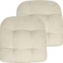 Sweet Home Collection Patio Cushions Outdoor Chair Pads Premium Comfortable Thick Fiber Fill Tufted 19" x 19" x 5" Seat Cover, 2 Pack, Cream